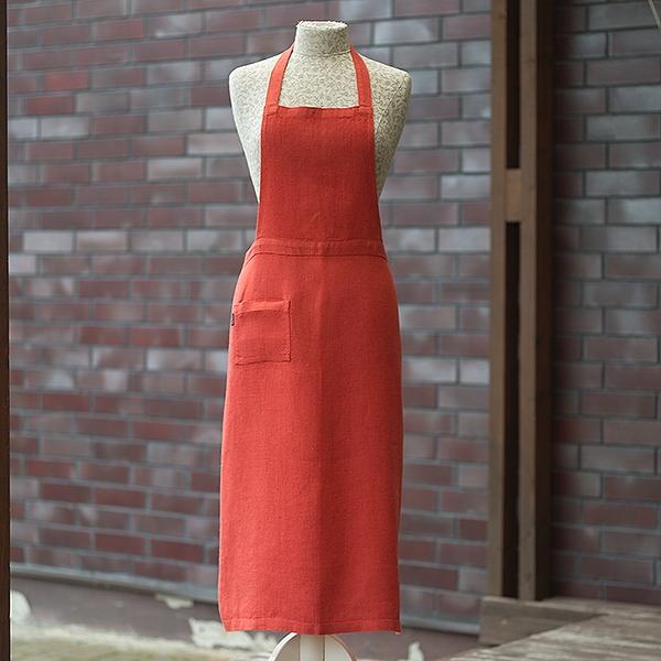 linenme Apron Orange Linen Lara