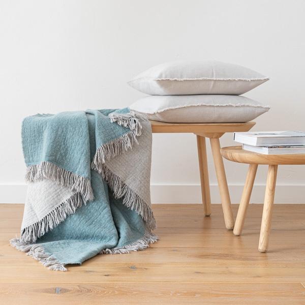 Linenme Aqua Extra Fine Merino Wool Throw Marcus