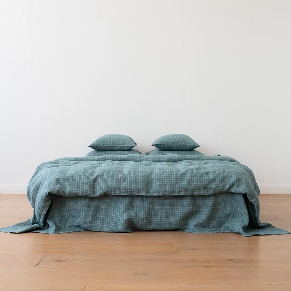 Linenme Arctic White Check Washed Bed Linen Duvet
