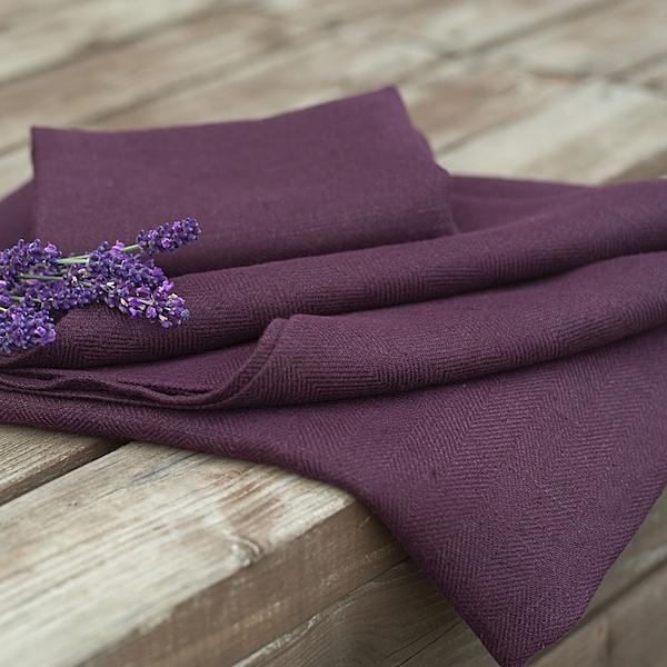 Linenme Aubergine Linen Bath Towels Set Lara