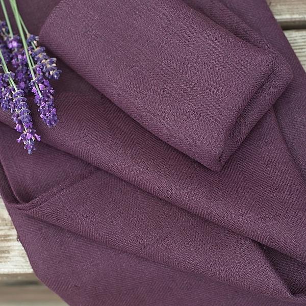 Linenme Aubergine Linen Bath Towels Set Lara