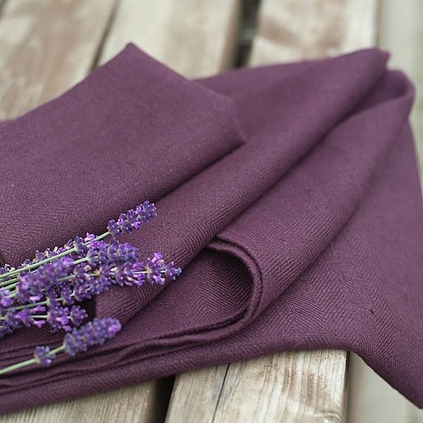 Linenme Aubergine Linen Bath Towels Set Lara