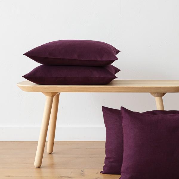 Linenme Aubergine Linen Cushion Cover Lara