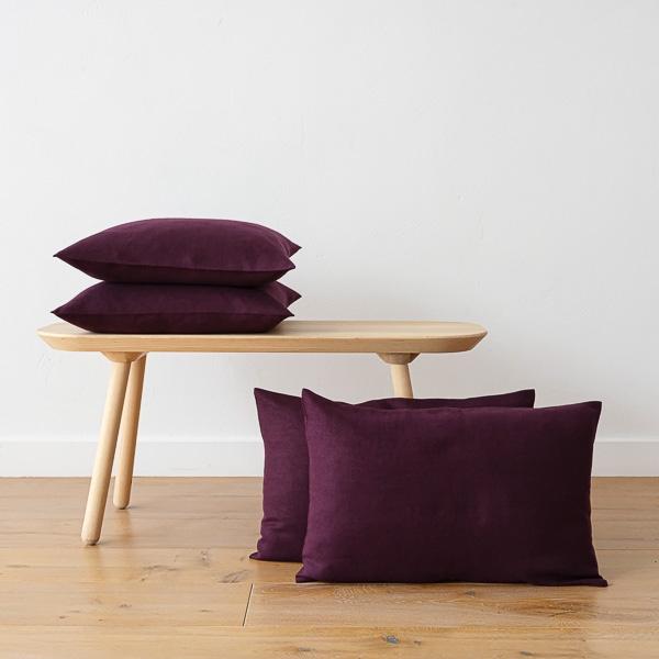 linenme Aubergine Linen Cushion Cover Lara