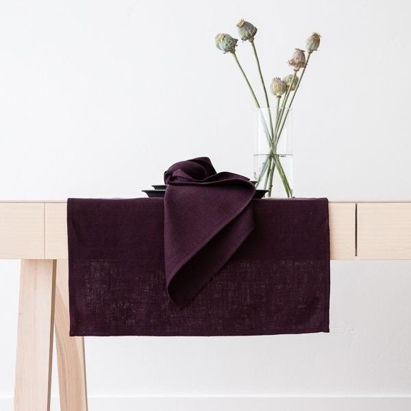 Linenme Aubergine Linen Fabric Lara Prewashed