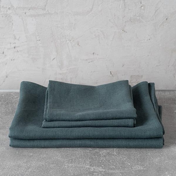 Linenme Balsam Green Linen Bath Towels Set Lara