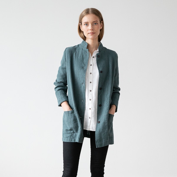 Linenme Balsam Green Linen Jacket Short Paolo