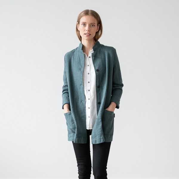 Linenme Balsam Green Linen Jacket Short Paolo