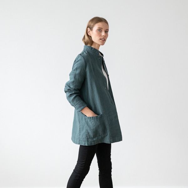 Linenme Balsam Green Linen Jacket Short Paolo