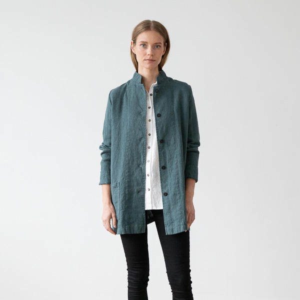 linenme Balsam Green Linen Jacket Short Paolo