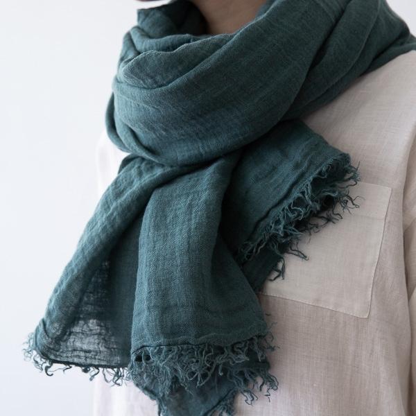 Linenme Balsam Green Linen Shawl Garza Fringe