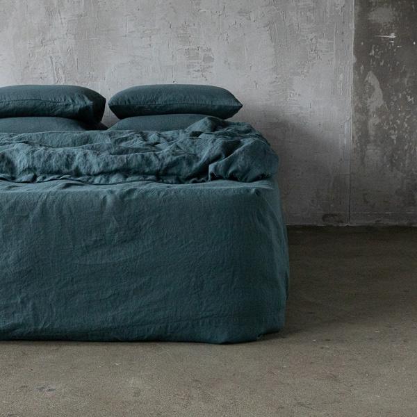 Linenme Balsam Green Stone Washed Bed Linen Duvet