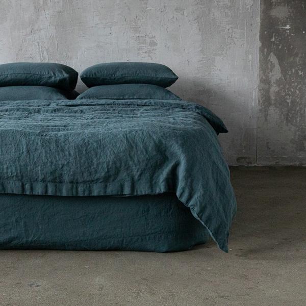 linenme Balsam Green Stone Washed Bed Linen Duvet