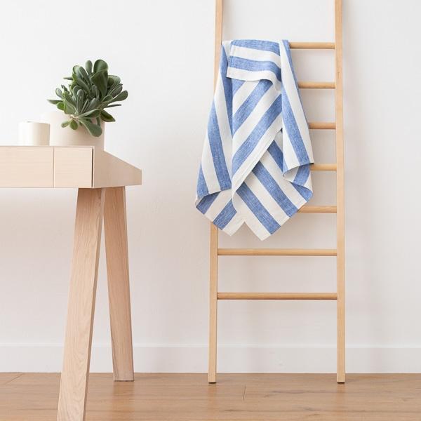 Linenme Bath Towel Blue Linen Philippe