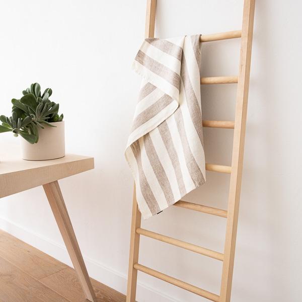 Linenme Bath Towel Off White Grey Linen Philippe