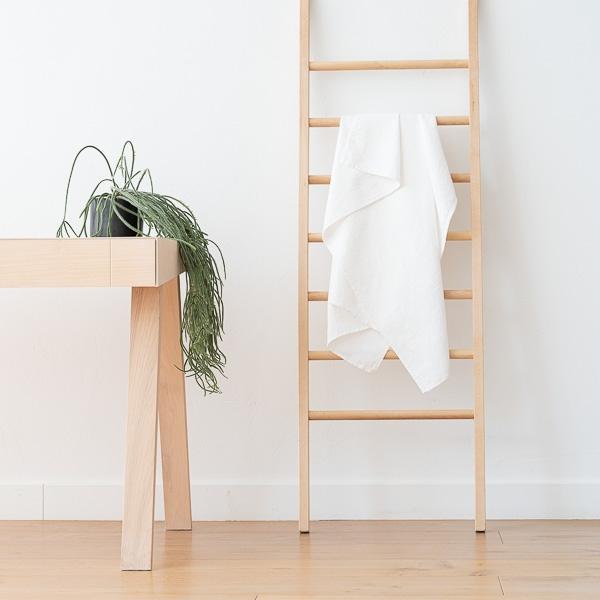 Linenme Bath Towel White Linen Cotton Mix Wafer