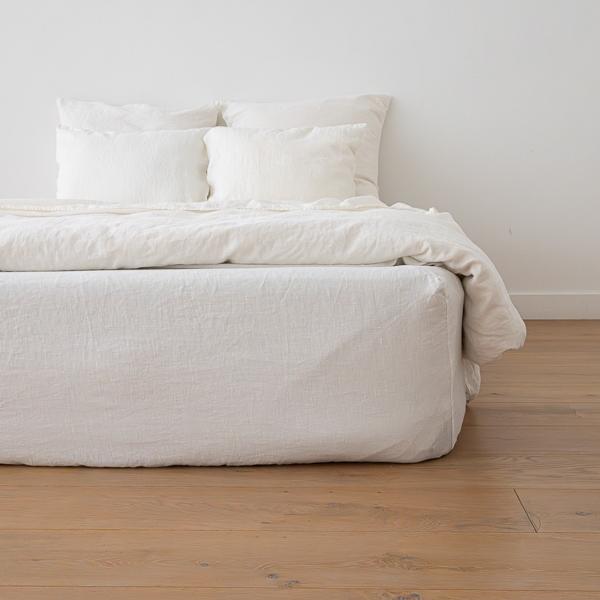 linenme Bed Linen Fitted Sheet Ivory Crushed