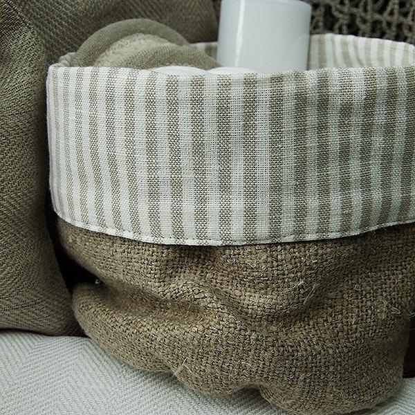 linenme Beige Natural Linen Cotton Basket Jazz