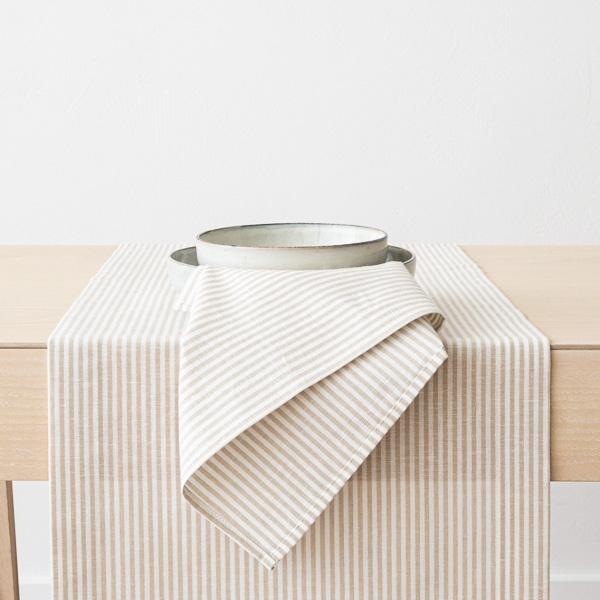 Linenme Beige Striped Linen Cotton Napkin Jazz