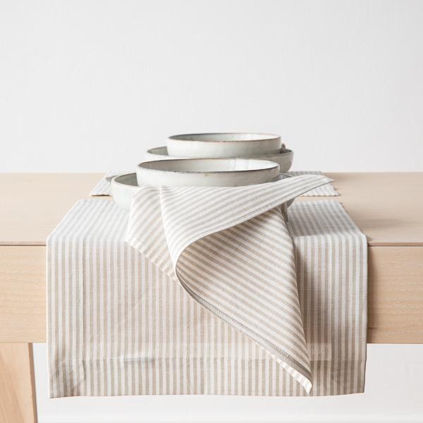 Linenme Beige Striped Linen Cotton Placemat Jazz