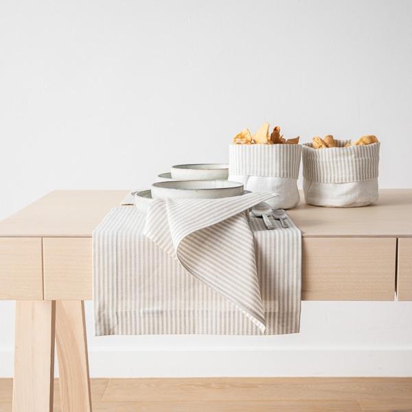 Linenme Beige Striped Linen Cotton Placemat Jazz