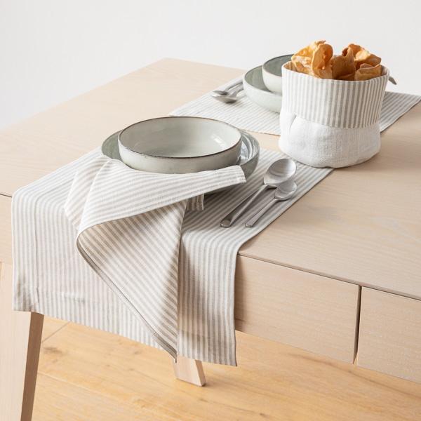 Linenme Beige Striped Linen Cotton Placemat Jazz