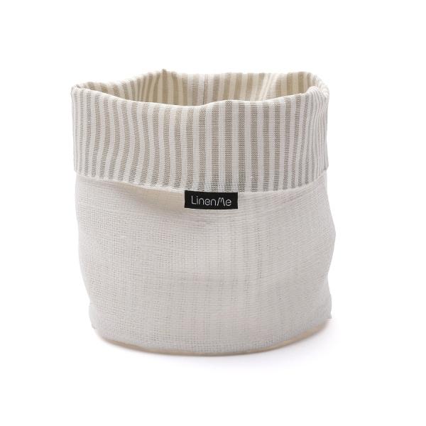Linenme Beige White Linen Cotton Basket Jazz