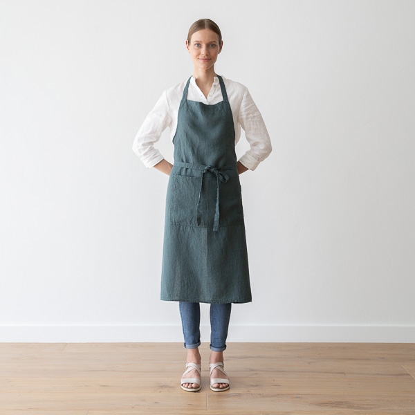 Linenme BIB Apron Blasam Green Stone Washed Linen