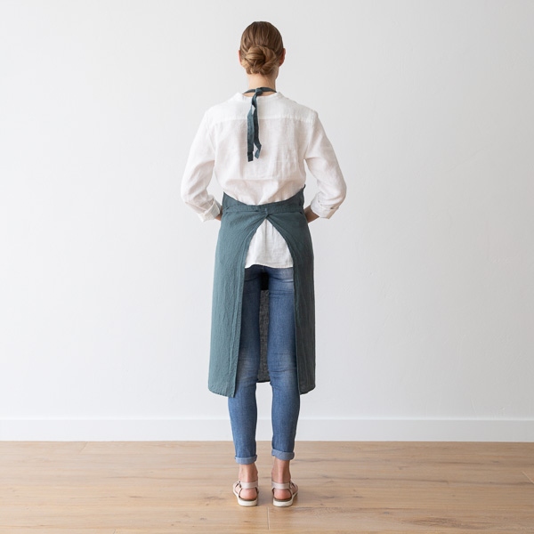 Linenme BIB Apron Blasam Green Stone Washed Linen