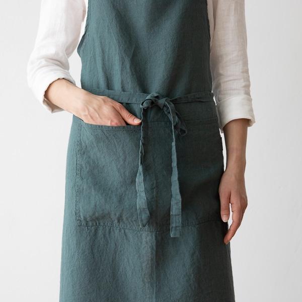 Linenme BIB Apron Blasam Green Stone Washed Linen