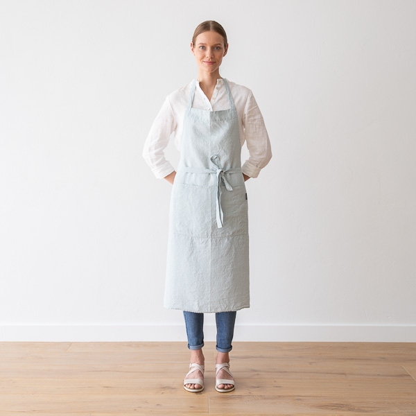 Linenme BIB Apron Ice Blue Stone Washed Linen