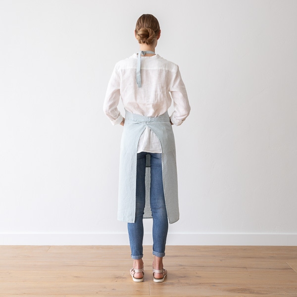 Linenme BIB Apron Ice Blue Stone Washed Linen