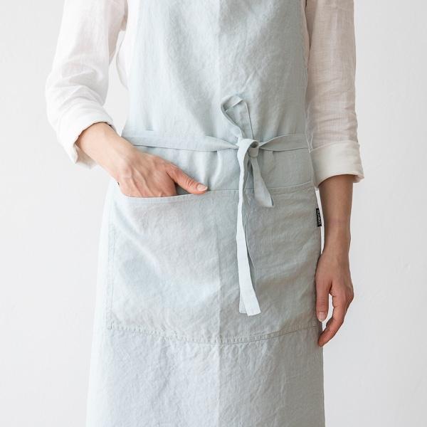 Linenme BIB Apron Ice Blue Stone Washed Linen