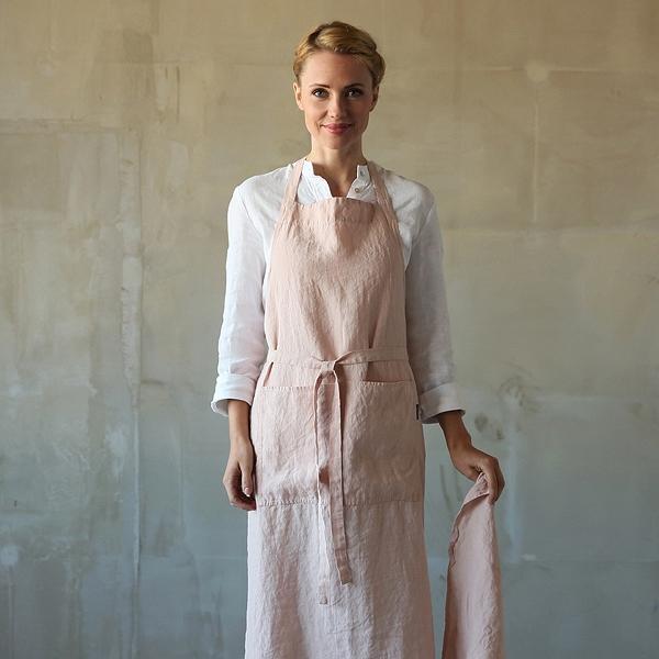 linenme BIB Apron Rosa Stone Washed Linen