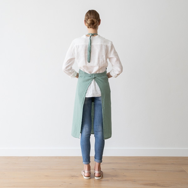 Linenme BIB Apron Spa Green Stone Washed Linen