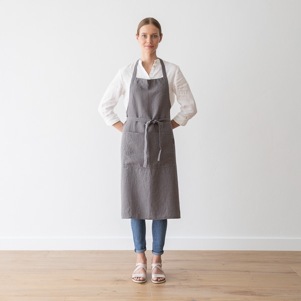 Linenme BIB Apron Steel Grey Stone Washed Linen