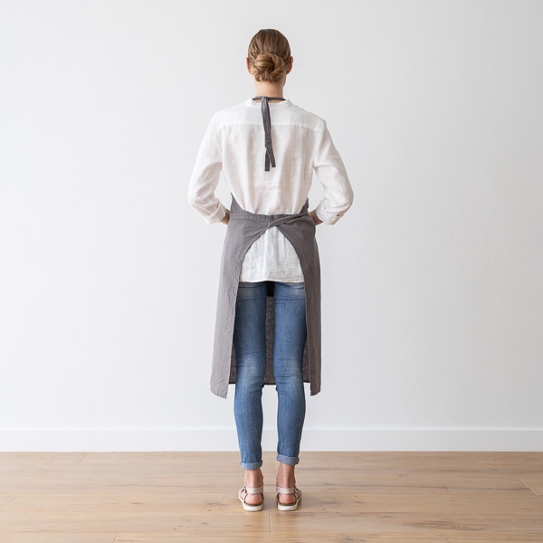 Linenme BIB Apron Steel Grey Stone Washed Linen
