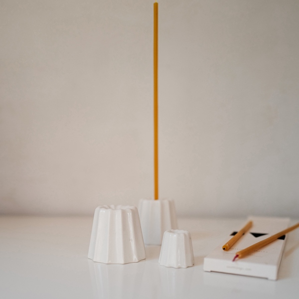 linenme Big Porcelain Candle Holder Glossy White