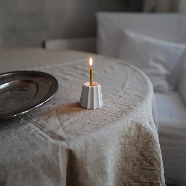 Linenme Big Porcelain Candle Holder Matte White