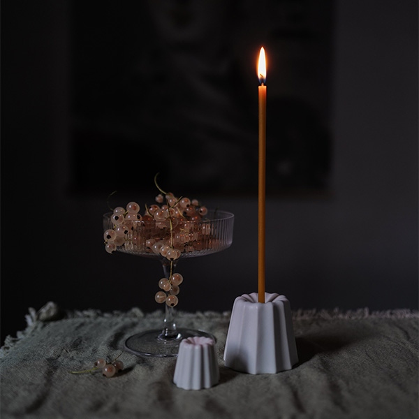 linenme Big Porcelain Candle Holder Matte White