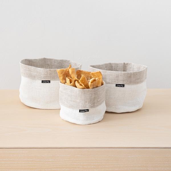 Linenme Birch White Linen Basket Francesca