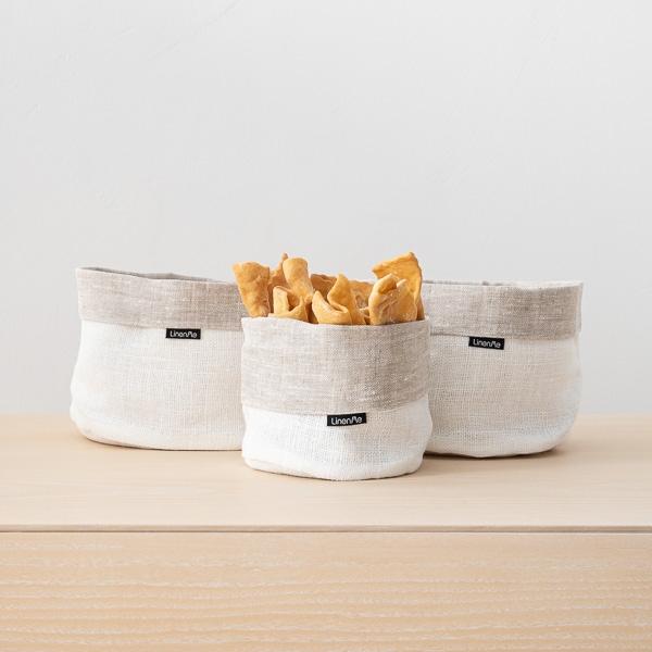 linenme Birch White Linen Basket Francesca