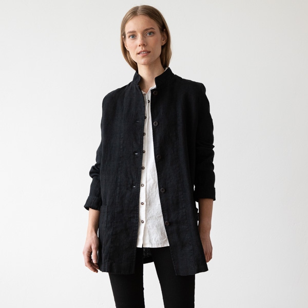 Linenme Black Linen Jacket Short Paolo