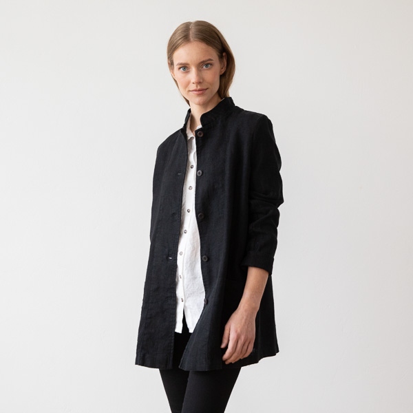Linenme Black Linen Jacket Short Paolo