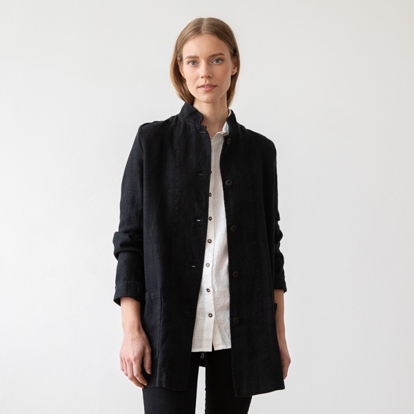 Linenme Black Linen Jacket Short Paolo
