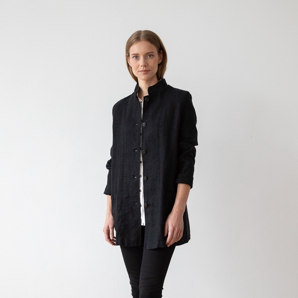 linenme Black Linen Jacket Short Paolo