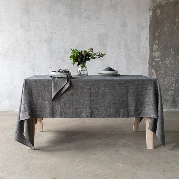 Linenme Black Linen Napkin Chevron