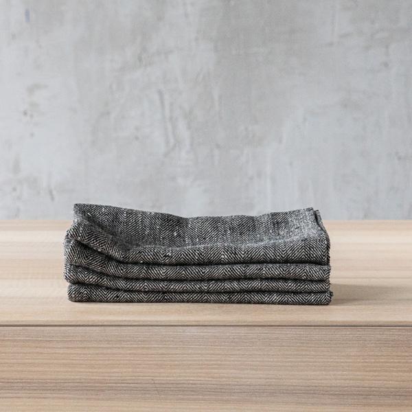linenme Black Linen Napkin Chevron