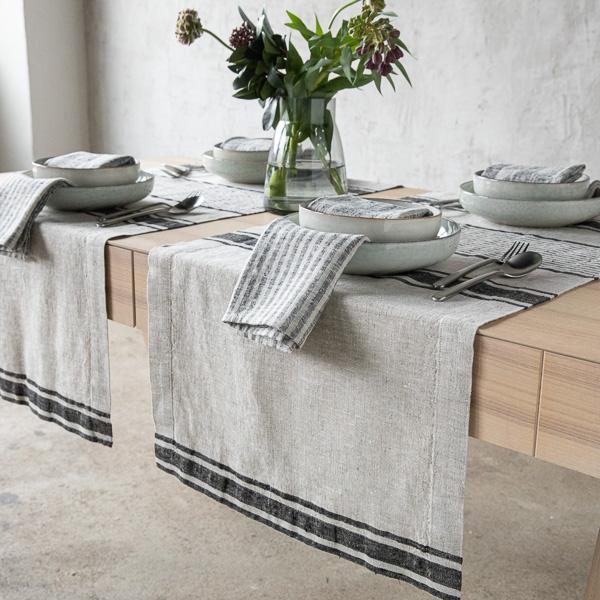 Linenme Black Linen Runner Provence