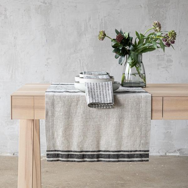linenme Black Linen Runner Provence